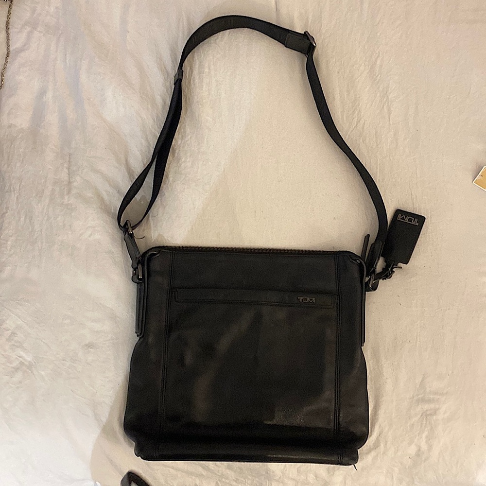 Tumi leather black crossbody bag